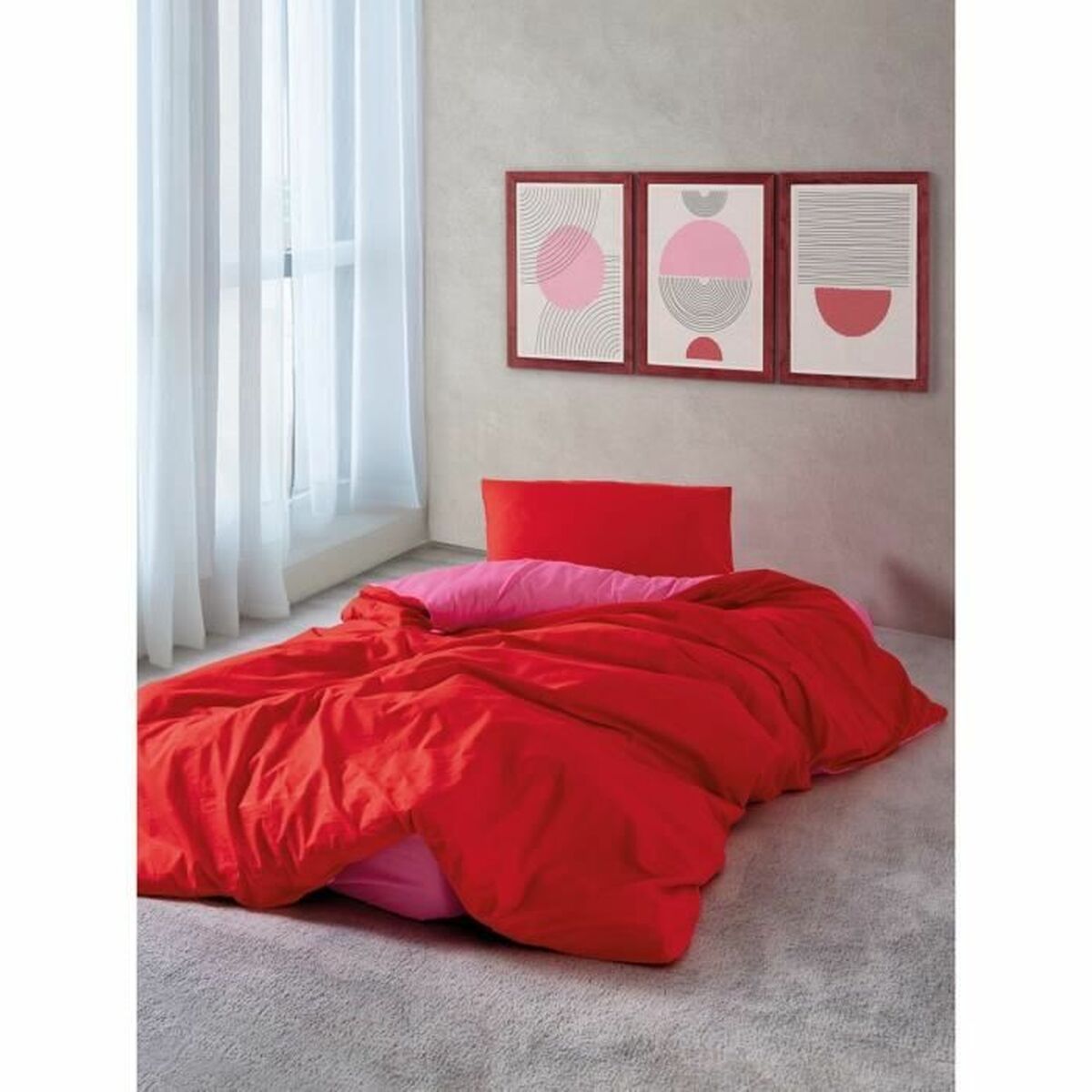 Juego de funda nórdica Rojo Rosa 220 x 240 cm