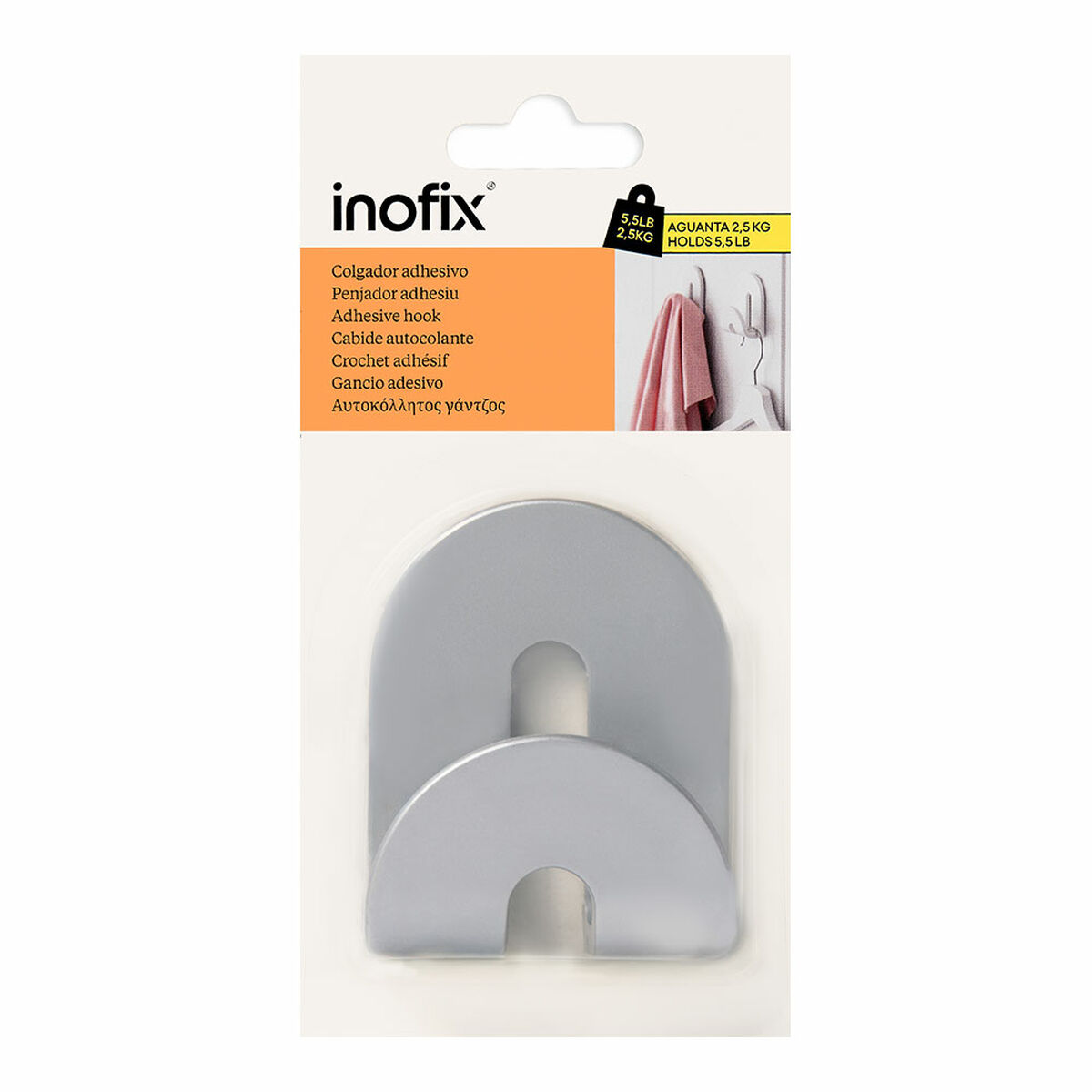 Colgador Inofix calma Plateado 2,5 kg Adhesivo