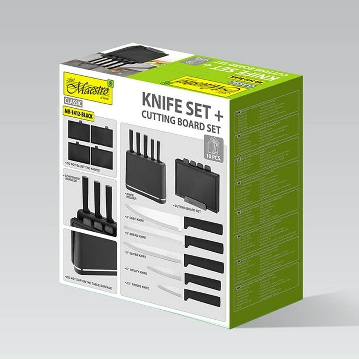 Juego de Cuchillos de Cocina y Soporte Feel Maestro MR-1412-BLACK
