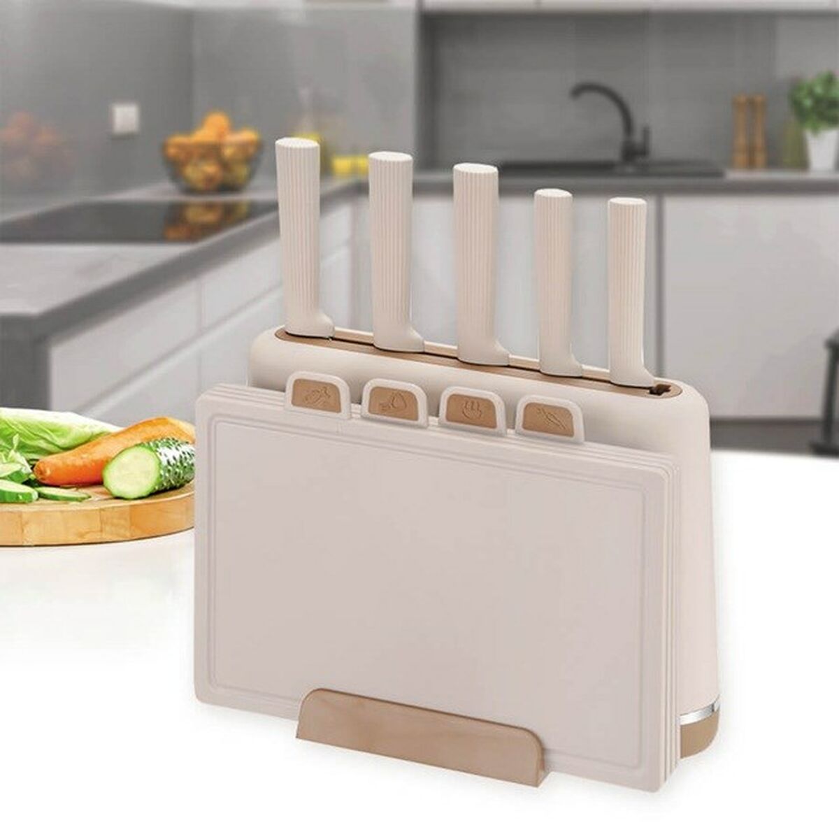 Juego de Cuchillos de Cocina y Soporte Feel Maestro MR-1412-BEIGE