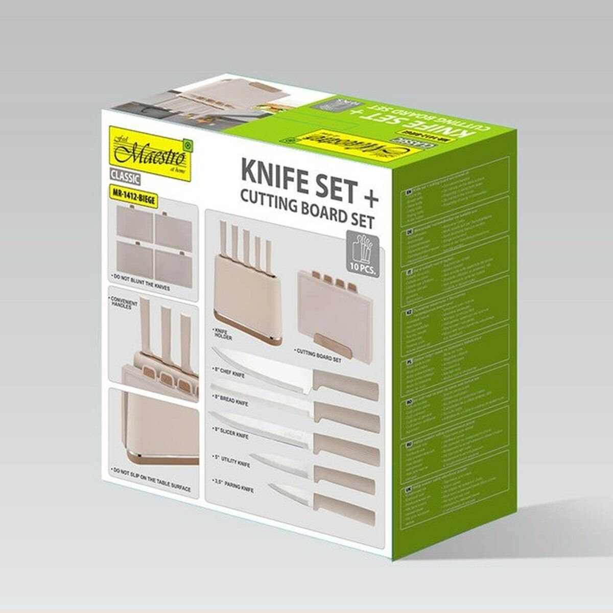 Juego de Cuchillos de Cocina y Soporte Feel Maestro MR-1412-BEIGE