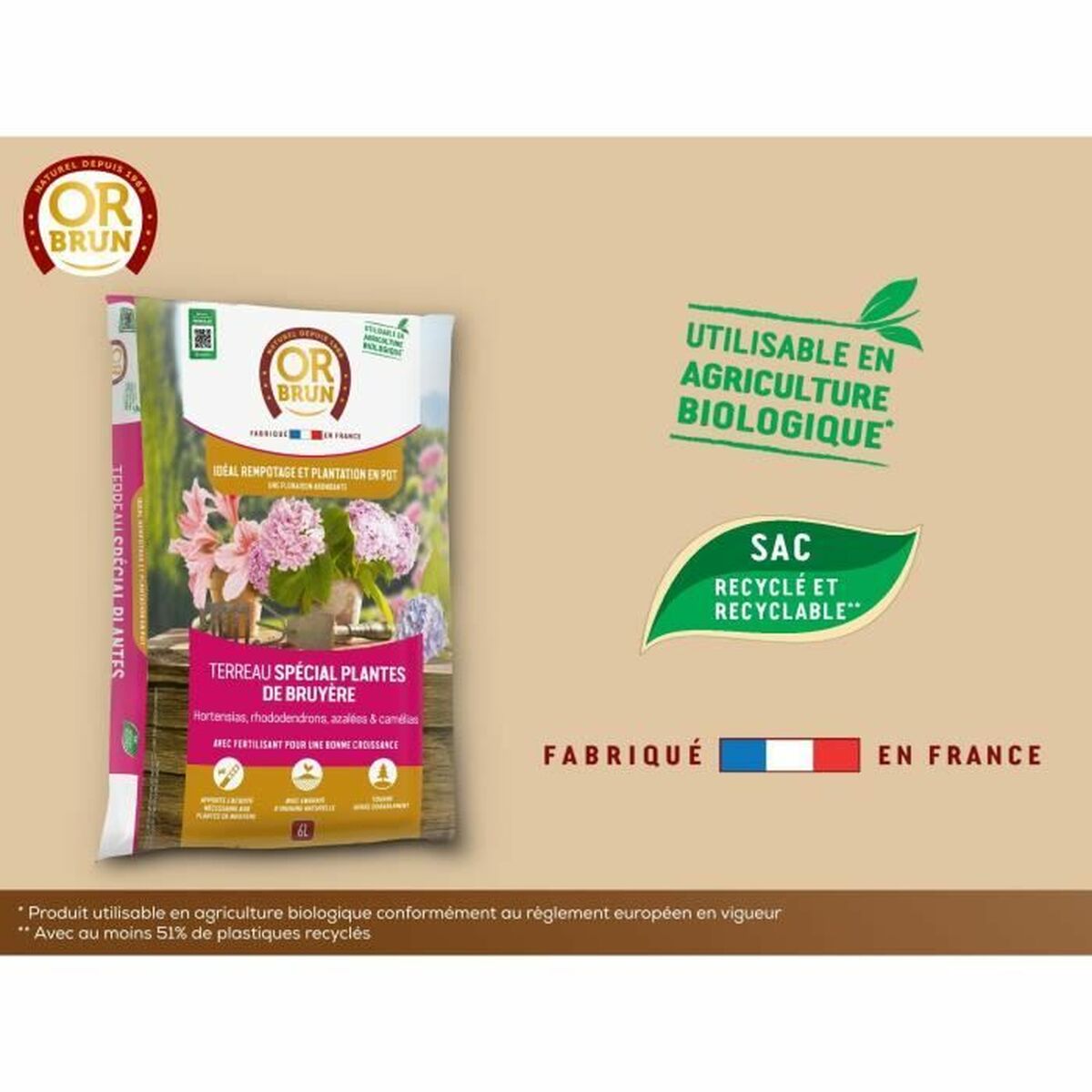 Tierra para macetas OR BRUN 6 L