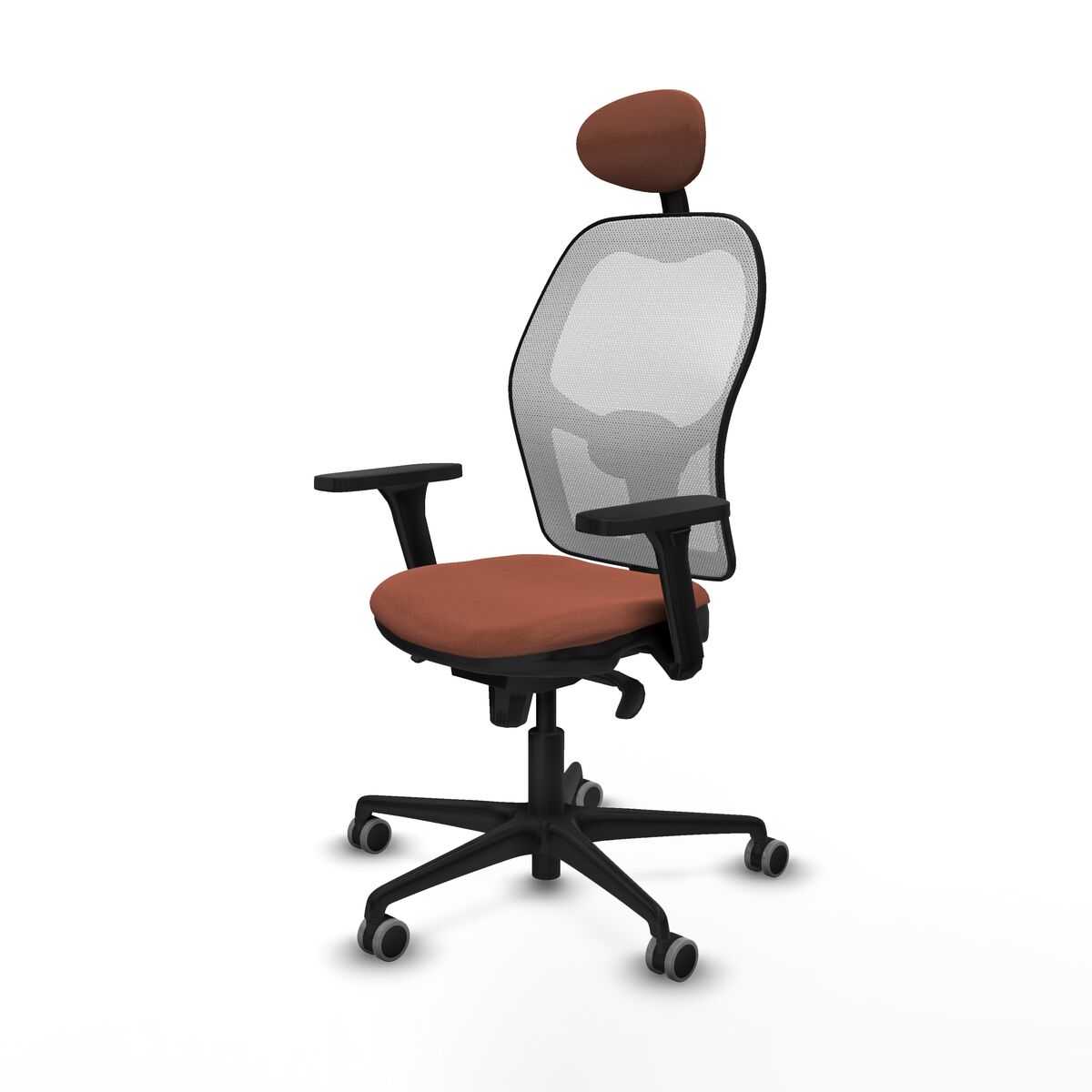 Silla de Oficina con Cabecero Piqueras y Crespo 3D036G1 Blanco Marrón