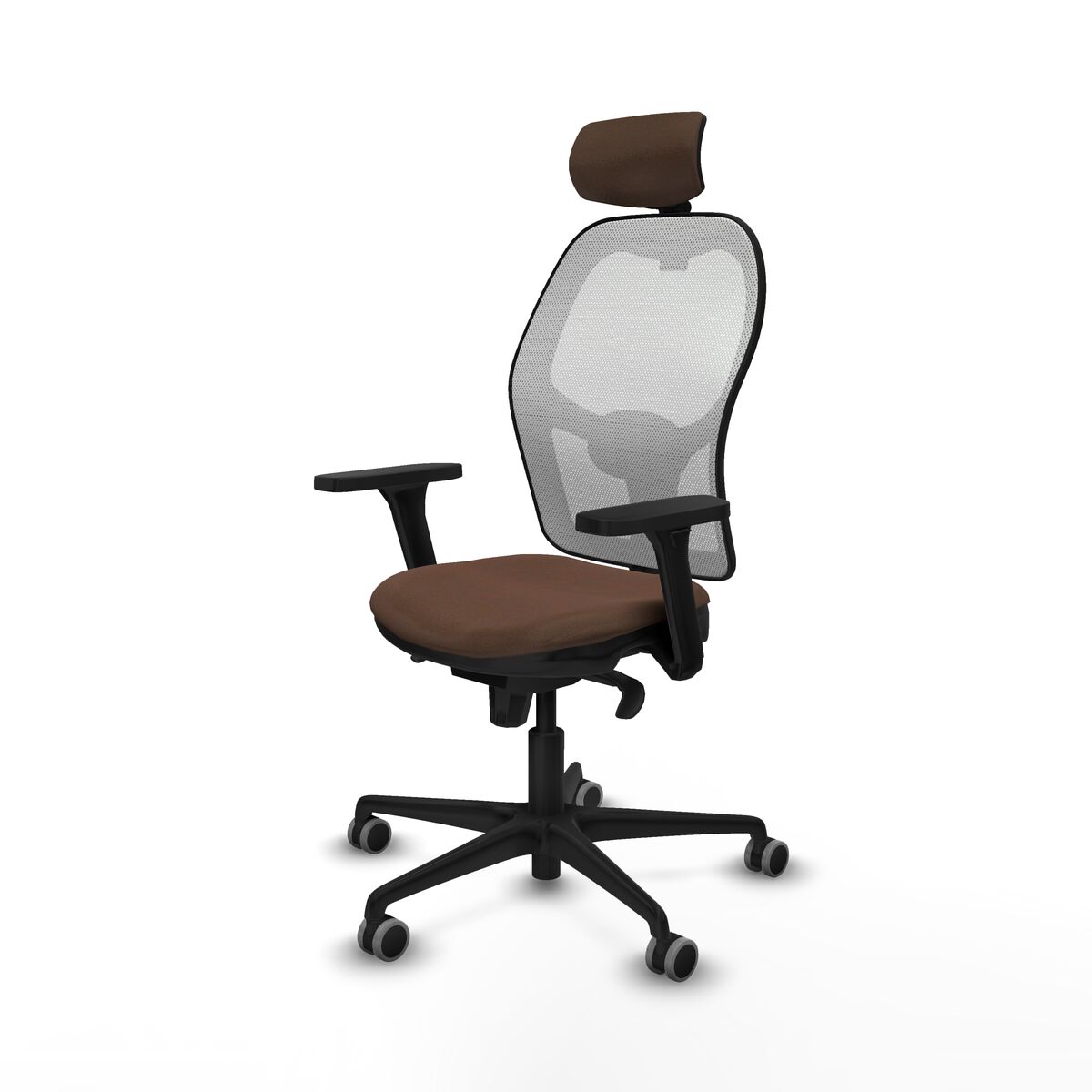 Silla de Oficina con Cabecero Piqueras y Crespo 3D036G2 Blanco Marrón oscuro