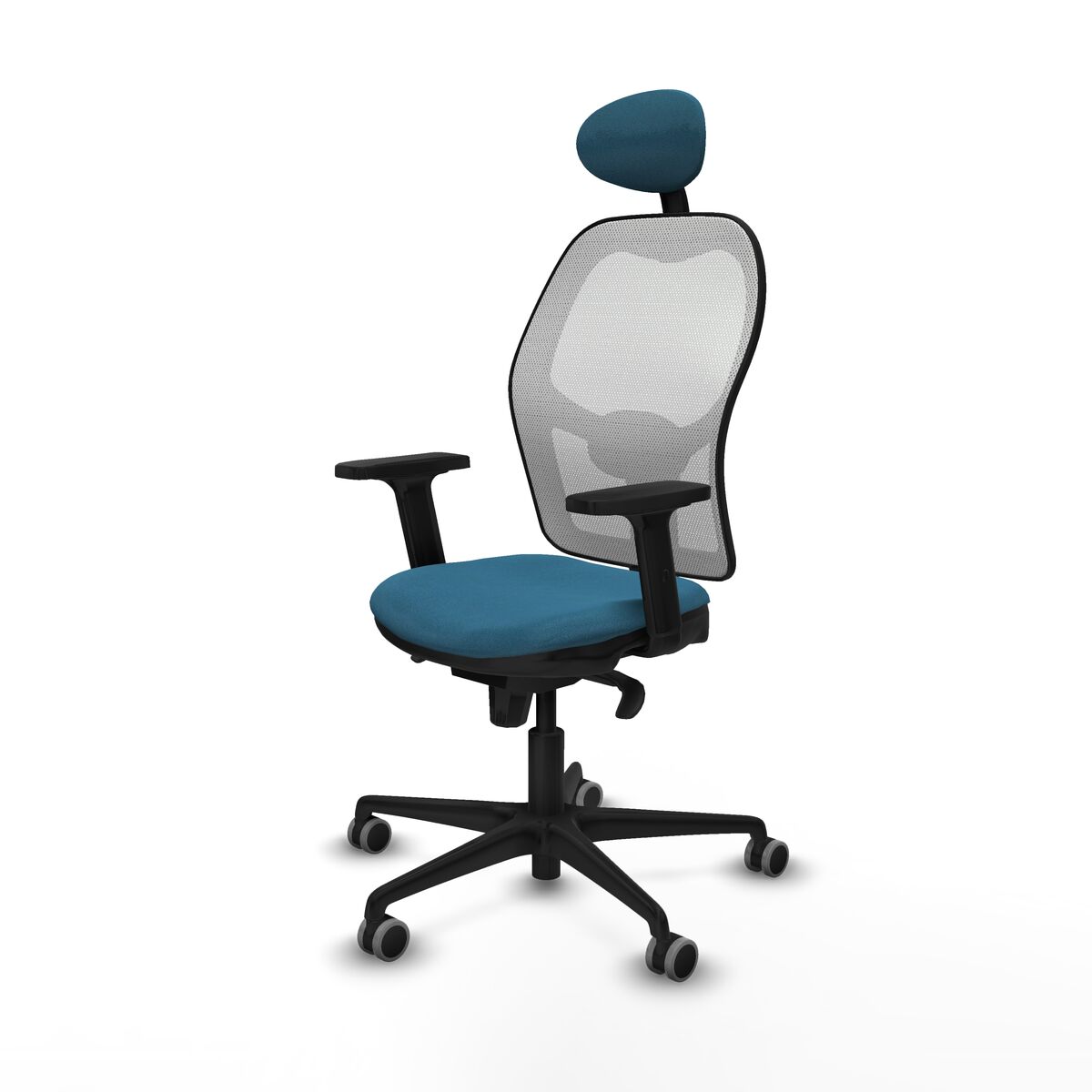 Silla de Oficina con Cabecero Piqueras y Crespo 2D036G1 Blanco Verde petróleo