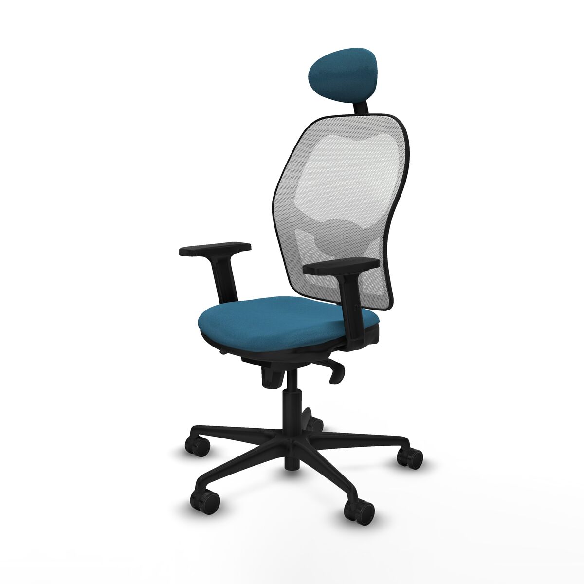 Silla de Oficina con Cabecero Piqueras y Crespo 2D036N1 Blanco Verde petróleo