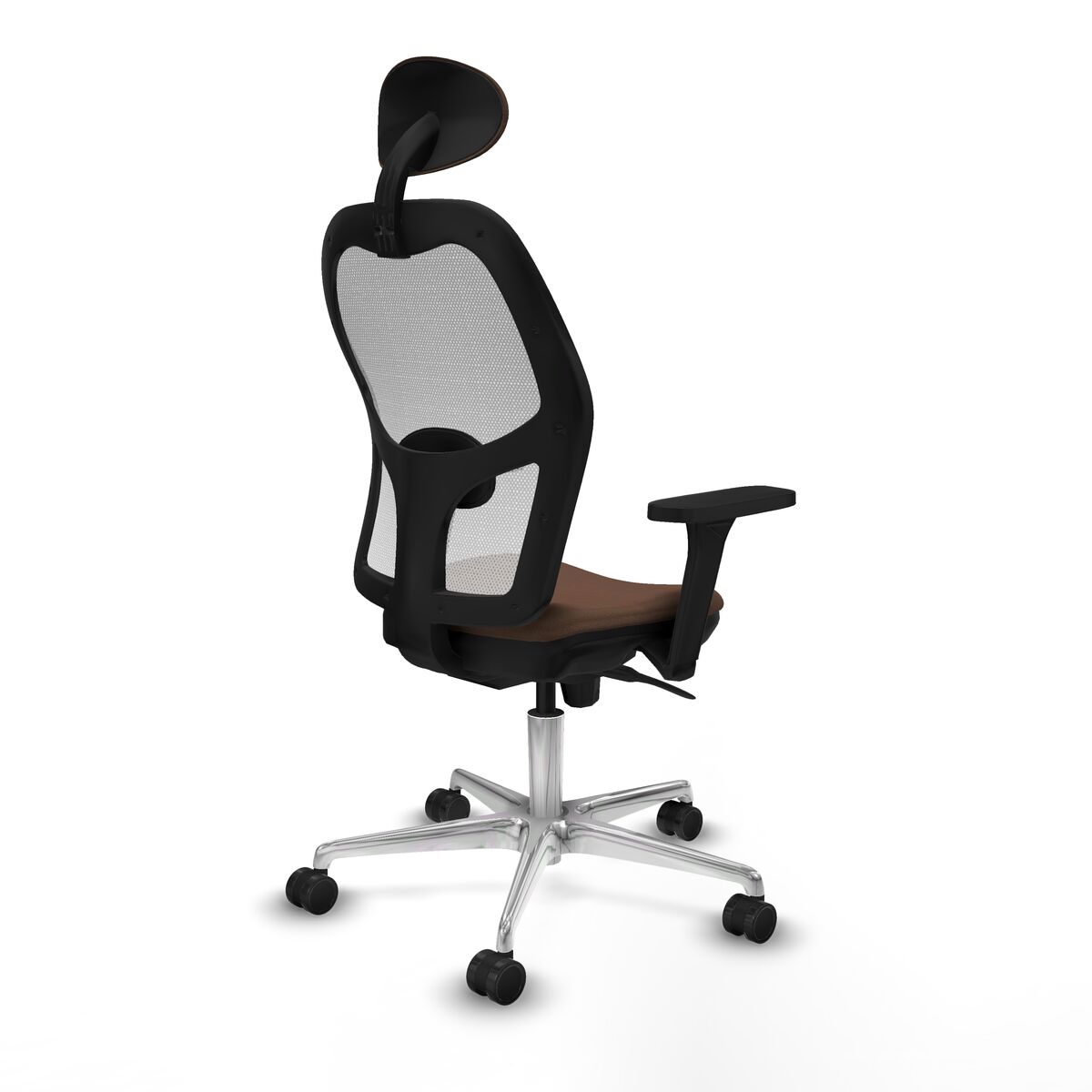 Silla de Oficina con Cabecero Piqueras y Crespo 3D086N1 Blanco Marrón oscuro