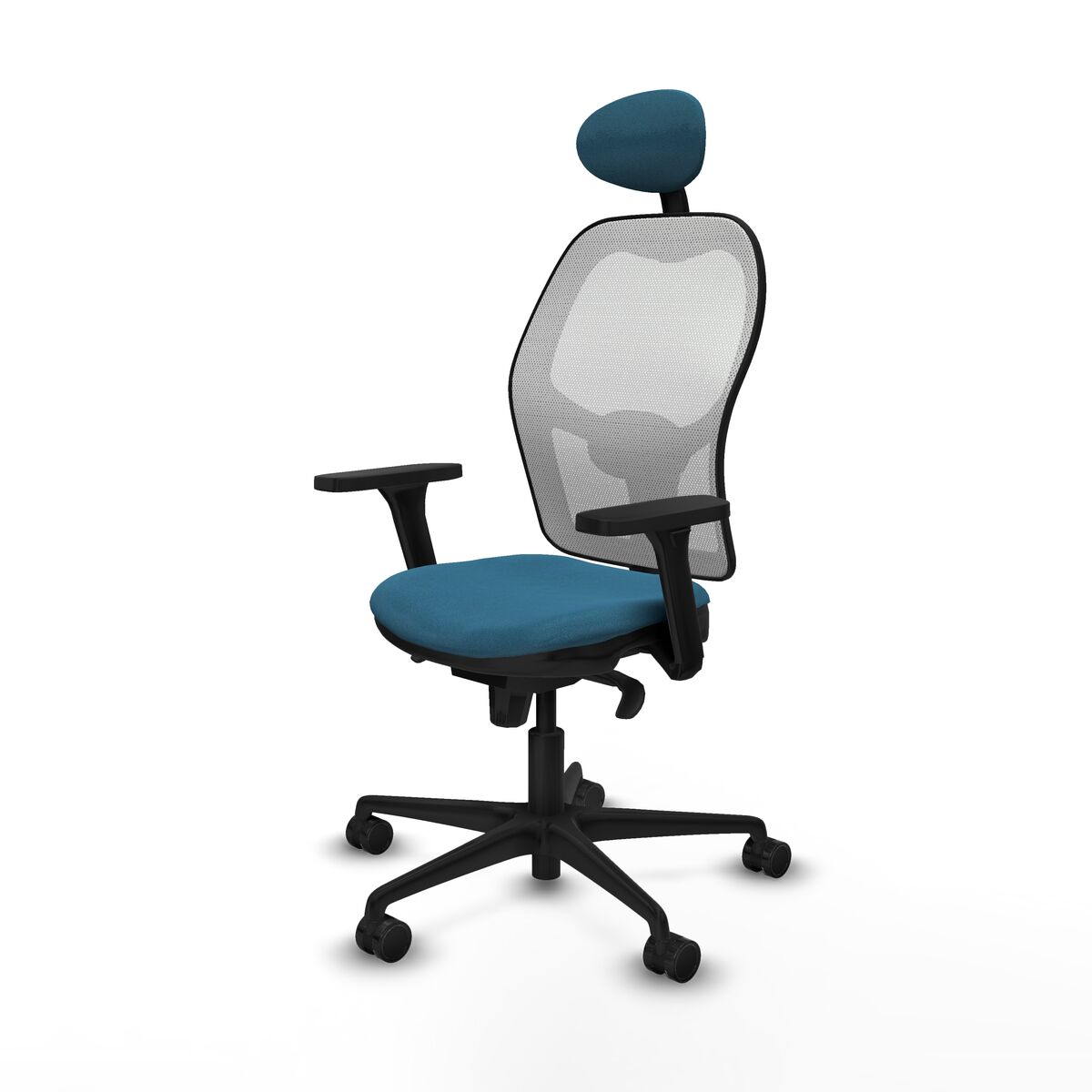 Silla de Oficina con Cabecero Piqueras y Crespo 3D036N1 Blanco Verde petróleo