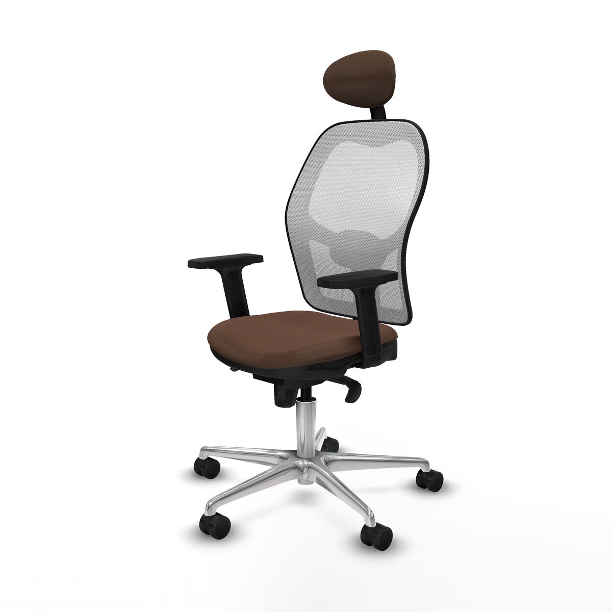 Silla de Oficina con Cabecero Piqueras y Crespo 2D086N1 Blanco Marrón oscuro