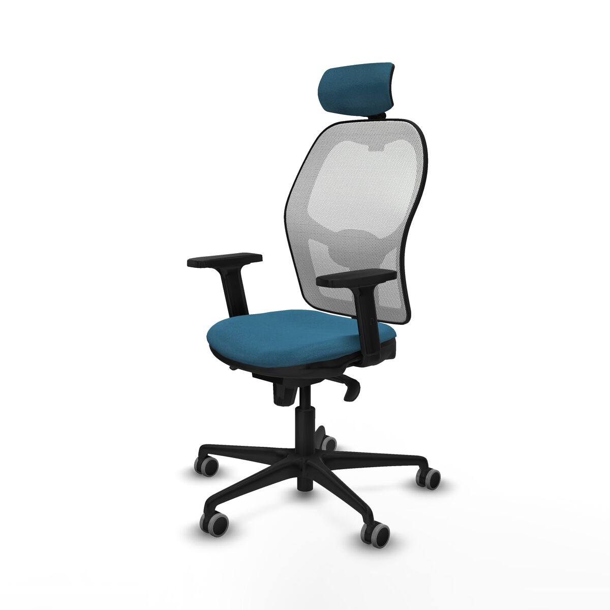 Silla de Oficina con Cabecero Piqueras y Crespo 2D036G2 Blanco Verde petróleo