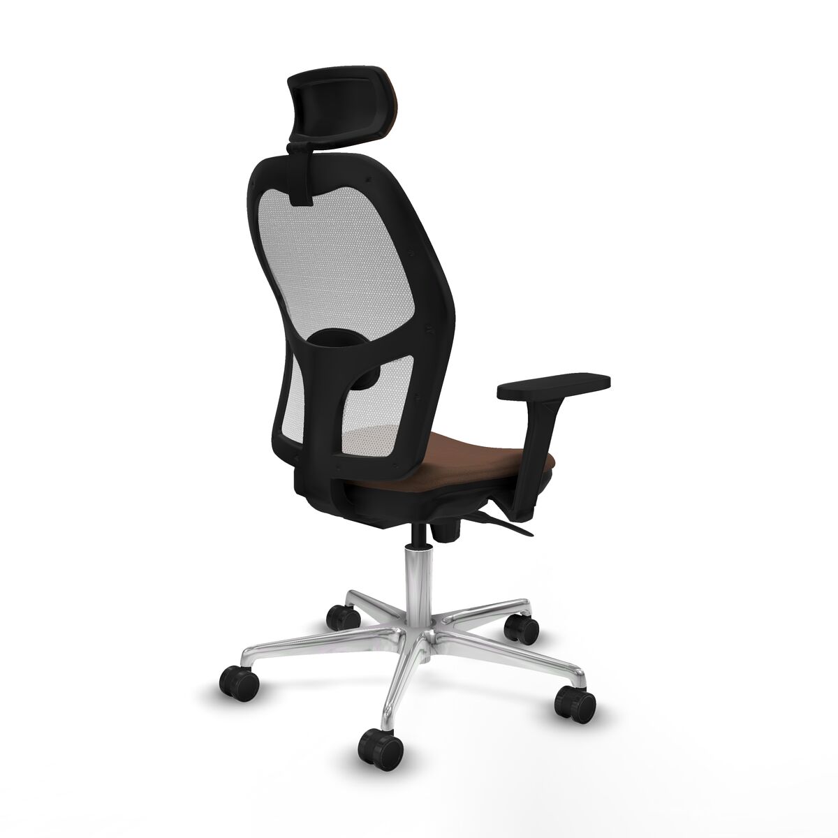 Silla de Oficina con Cabecero Piqueras y Crespo 3D086N2 Blanco Marrón oscuro