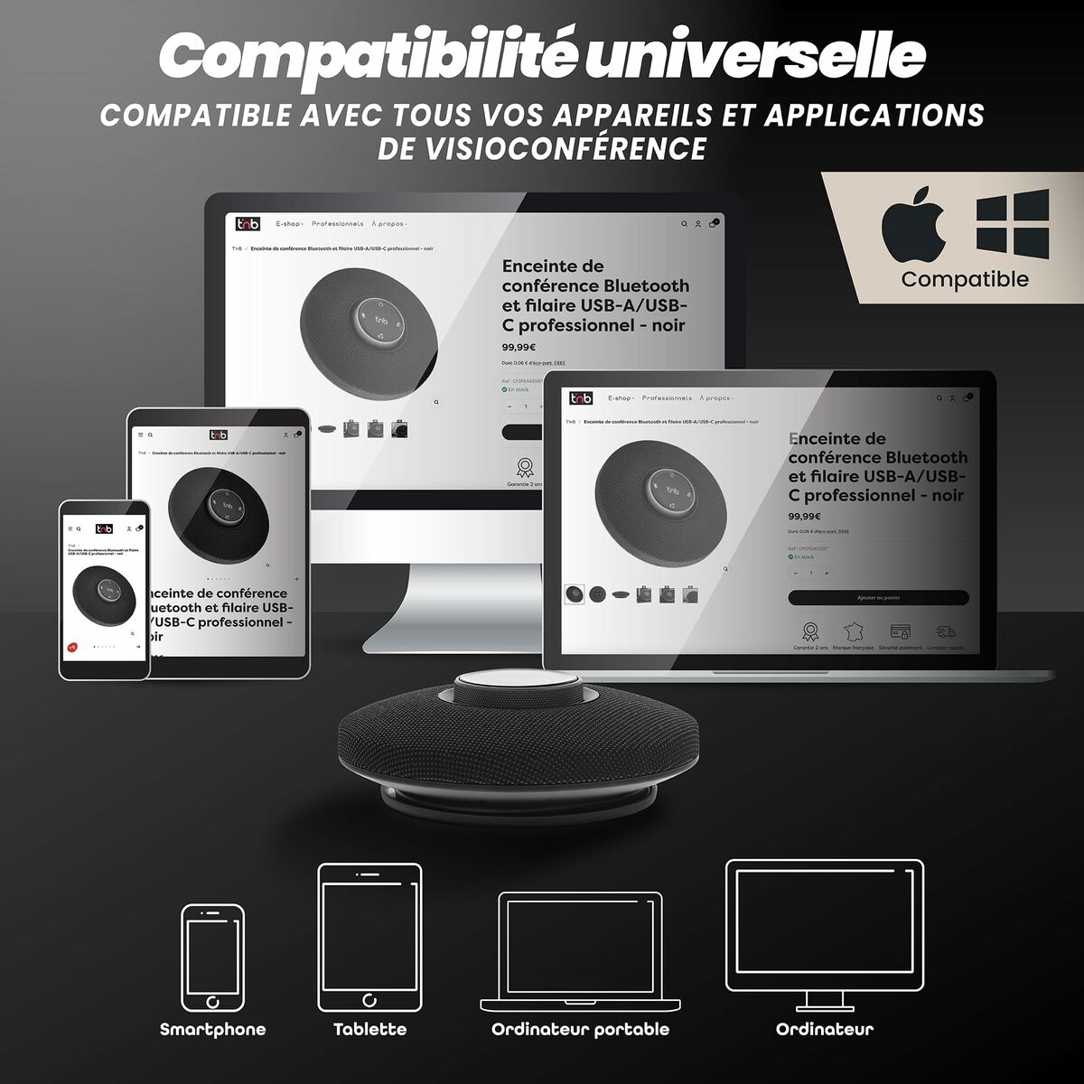 Altavoz Bluetooth Portátil T'NB CFSPEAKERBT Negro