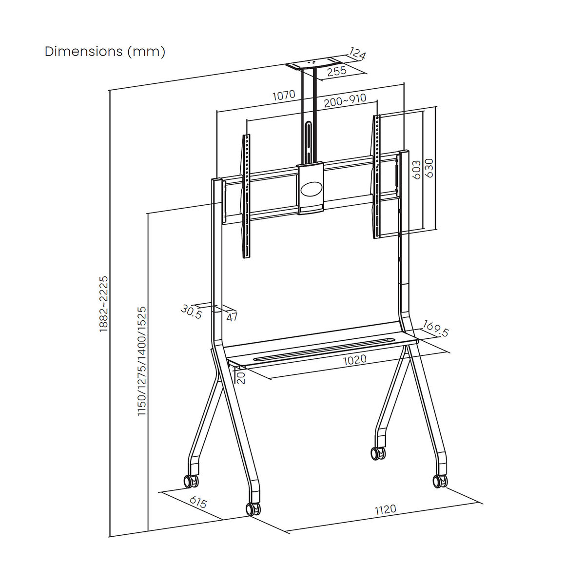 Soporte TV Aisens FT86FE-369 55" 100" 120 kg