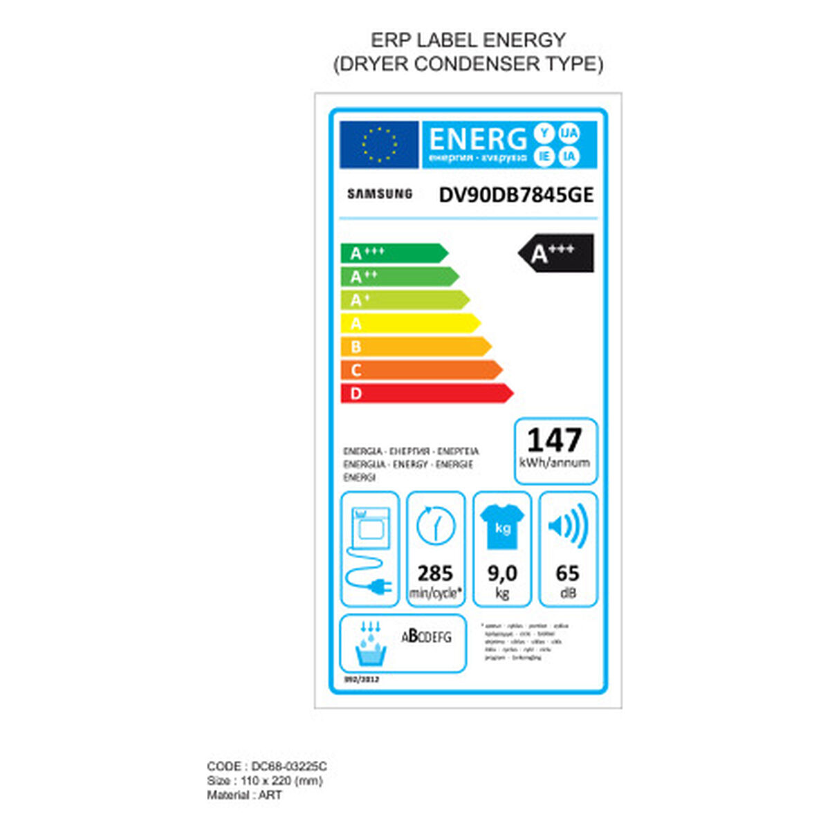 Secadora de condensación Samsung DV90DB7845GEU3 9K Blanco 9 kg
