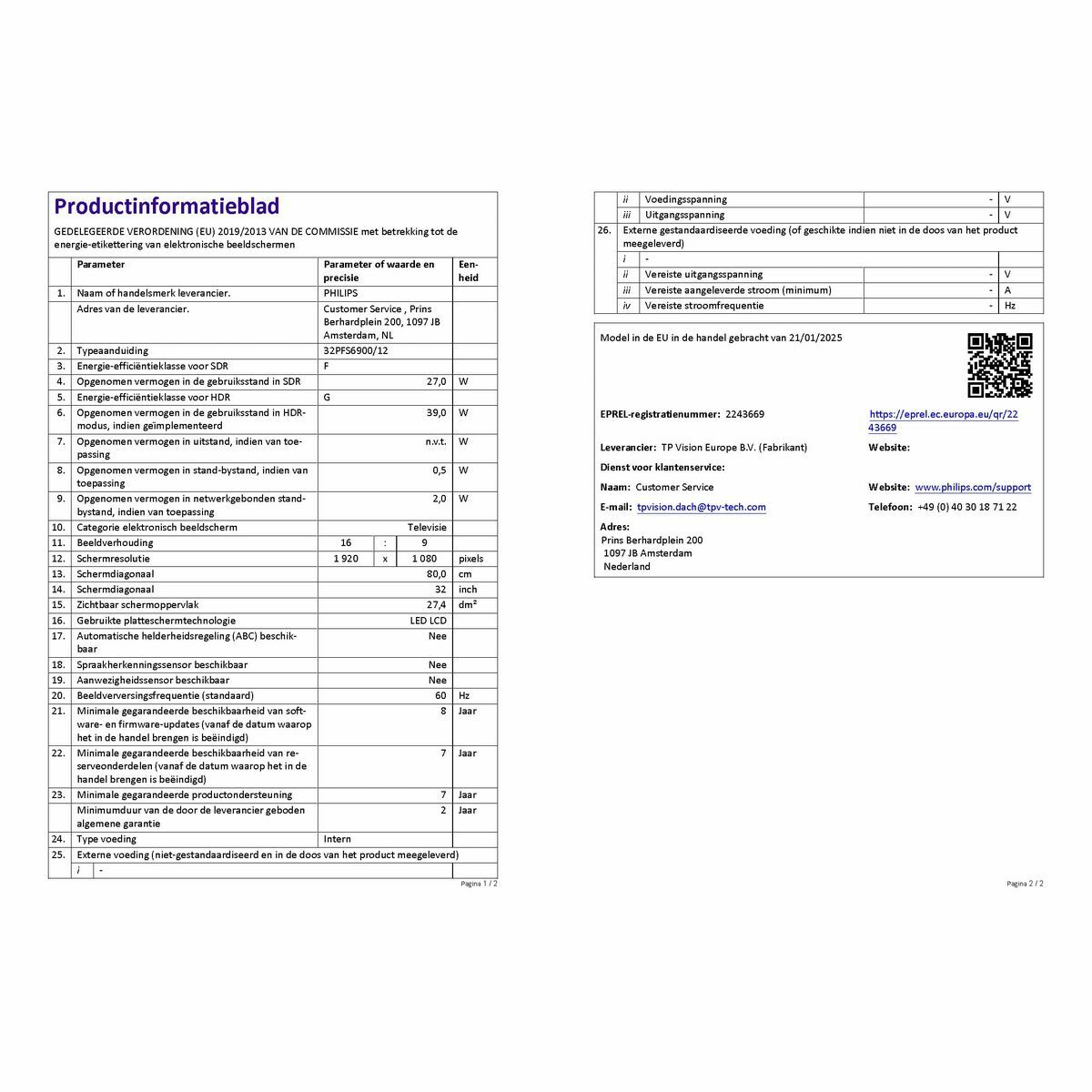 Smart TV Philips 32PFS6900/12 Full HD 32" LED HDR