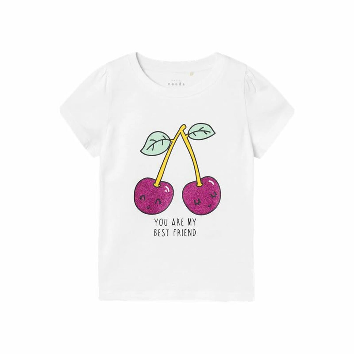 Camiseta de Manga Corta Infantil Name It Nmfvibeke Capsl Blanco