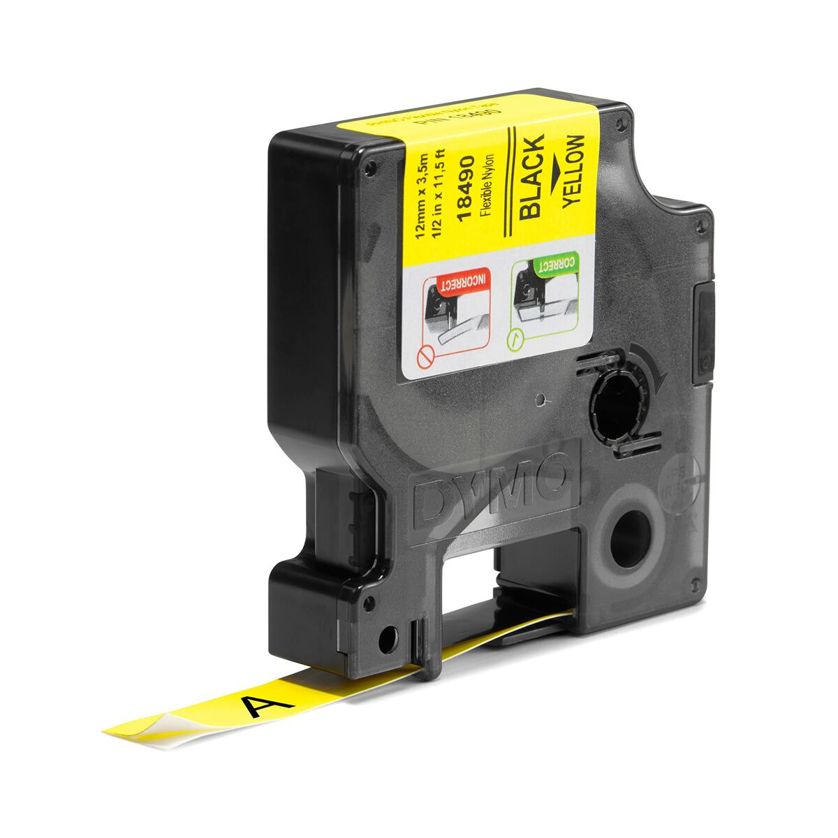 Cinta Laminada Dymo Nylon Flexible IND Multicolor Negro/Amarillo