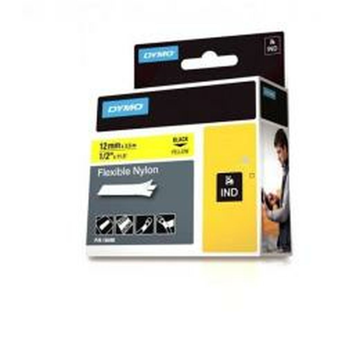 Cinta Laminada Dymo Nylon Flexible IND Multicolor Negro/Amarillo