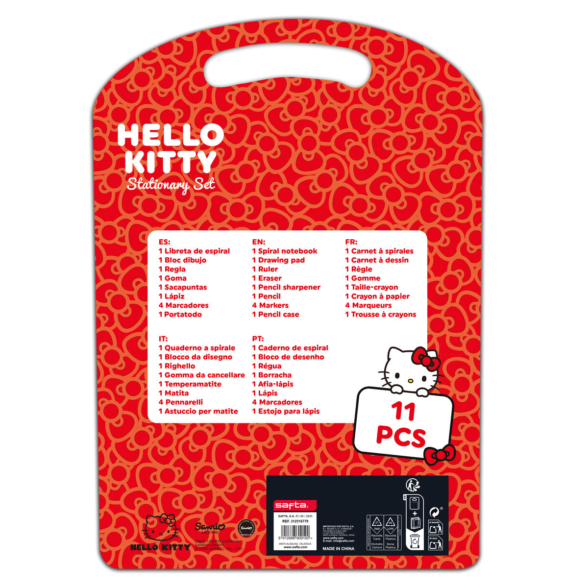Portaminas Hello Kitty Iconic Blanco Rojo