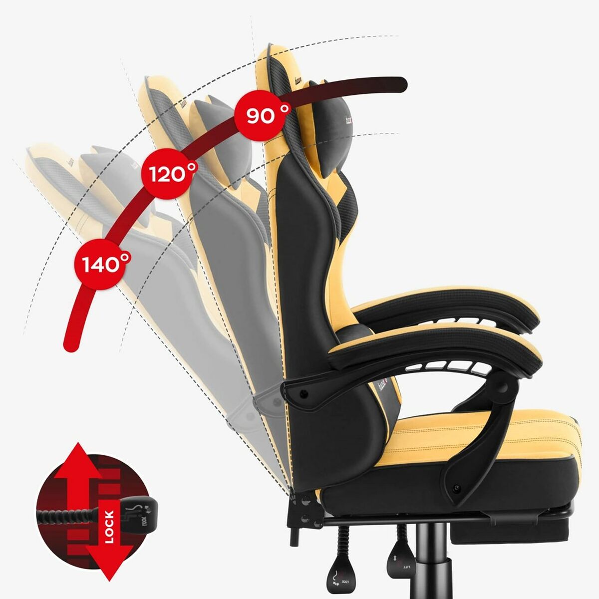 Silla Gaming Huzaro HZ-FORCE 3.7 YELLOW Amarillo Negro