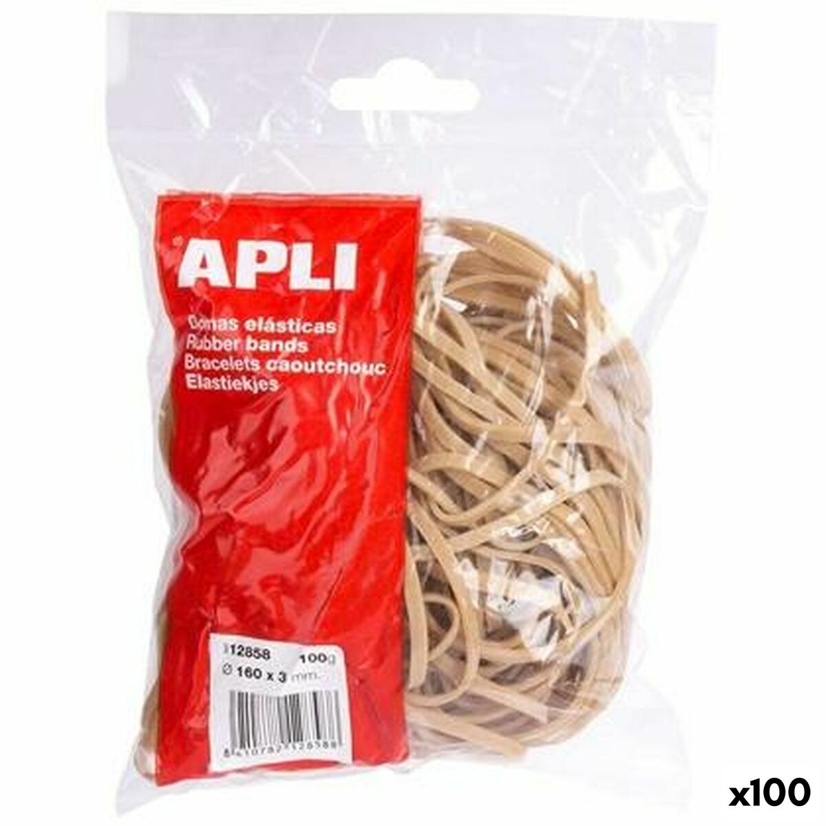 Gomas elásticas Apli Marrón 160 x 3 mm (100 Unidades)