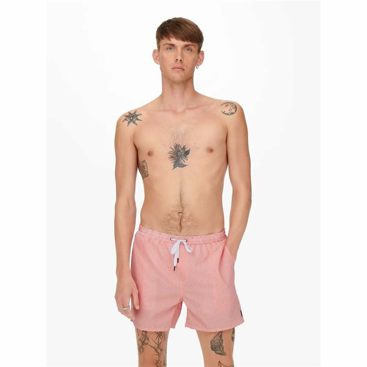 Bañador Hombre Only & Sons Onsted Stripe Seersucker Rosa