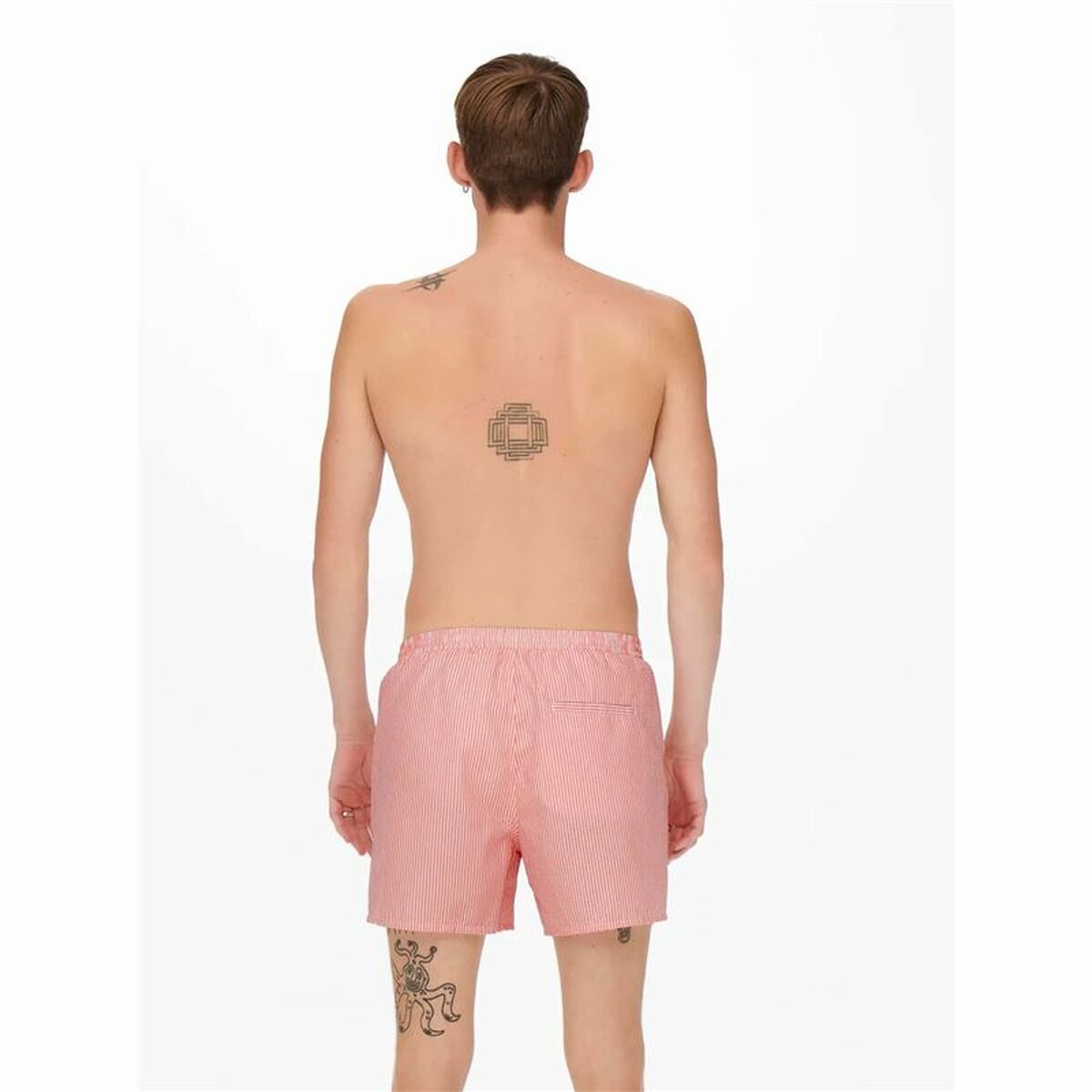 Bañador Hombre Only & Sons Onsted Stripe Seersucker Rosa