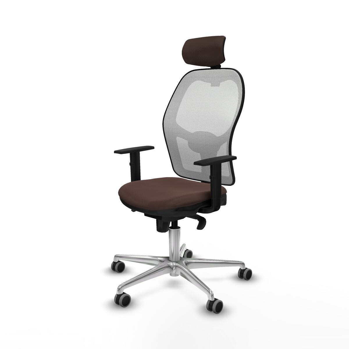 Silla de Oficina con Cabecero Jorquera Piqueras y Crespo 1D086G2 Blanco Marrón oscuro