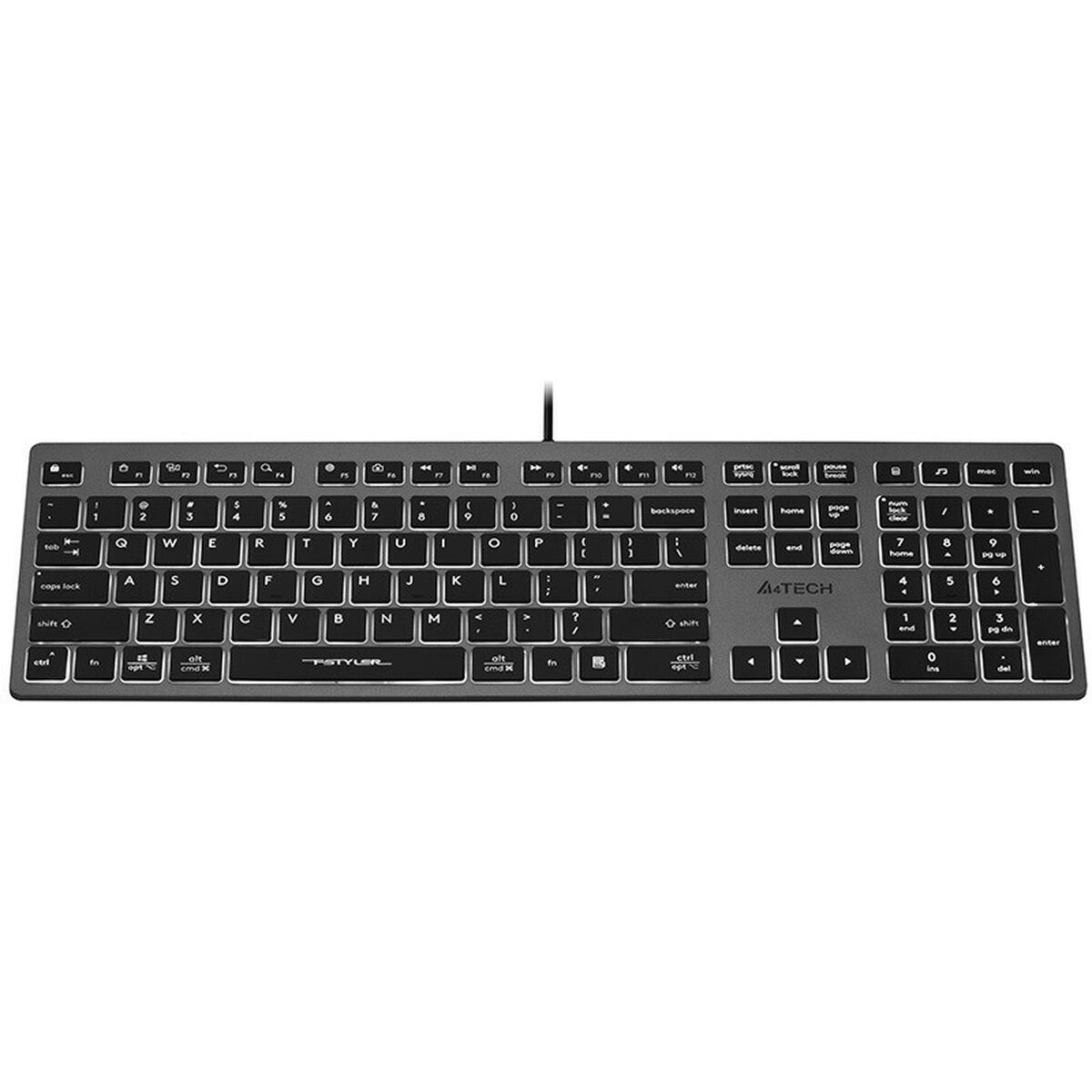 Teclado A4 Tech A4TKLA47125 Blanco Negro Gris QWERTY