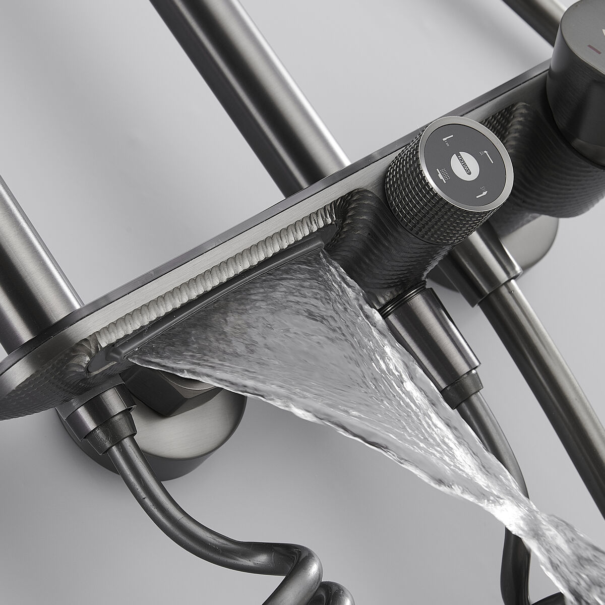 Columna de Ducha Fontastock Gris Acero Inoxidable ABS H 1/2" Grifo Monomando