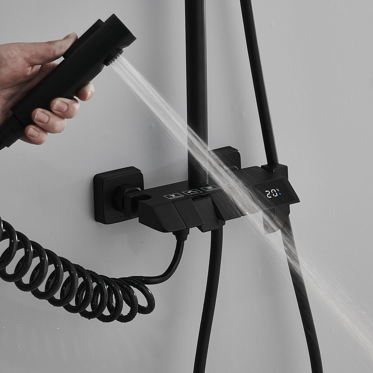 Columna de Ducha Fontastock Negro Acero Inoxidable ABS Plástico