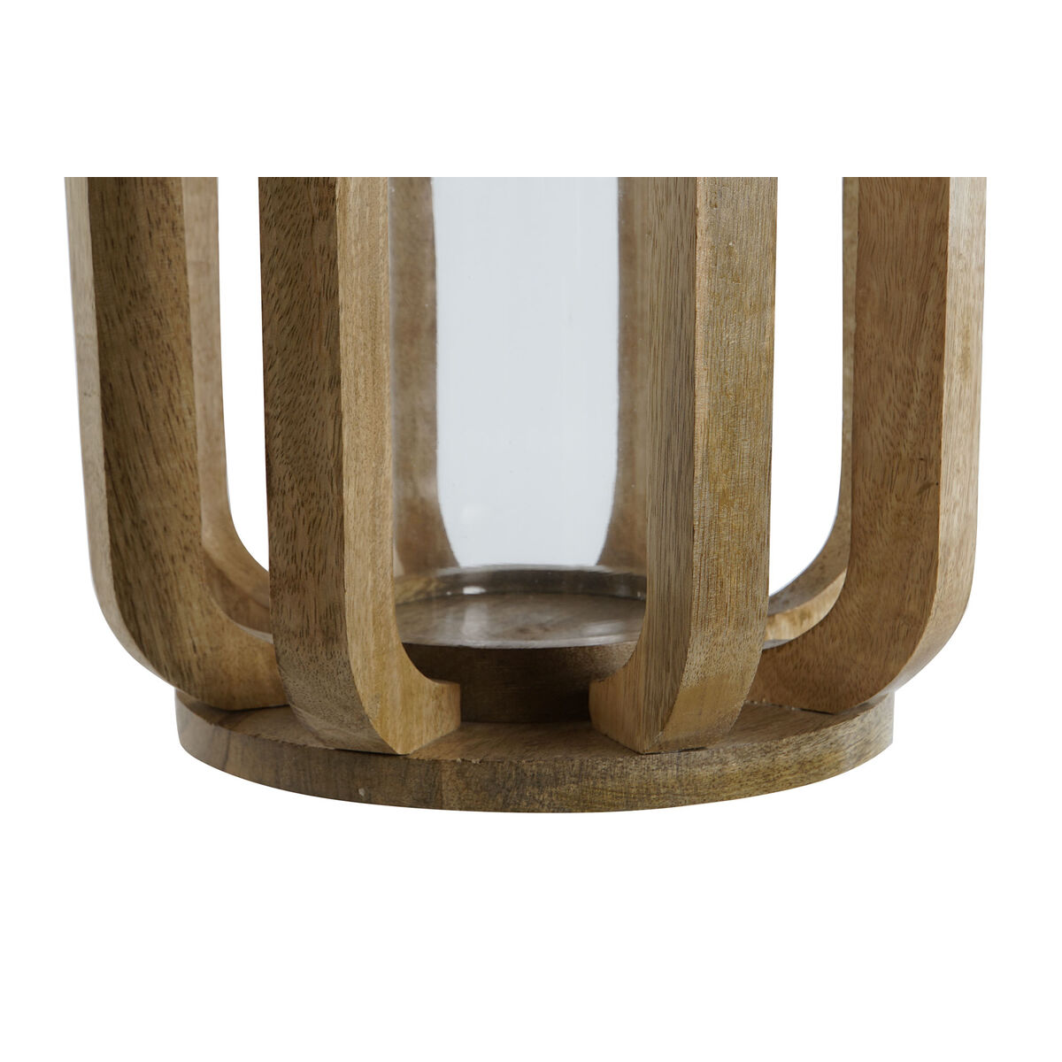 Portavelas Home ESPRIT Natural Cristal Madera de mango 25 x 25 x 35 cm