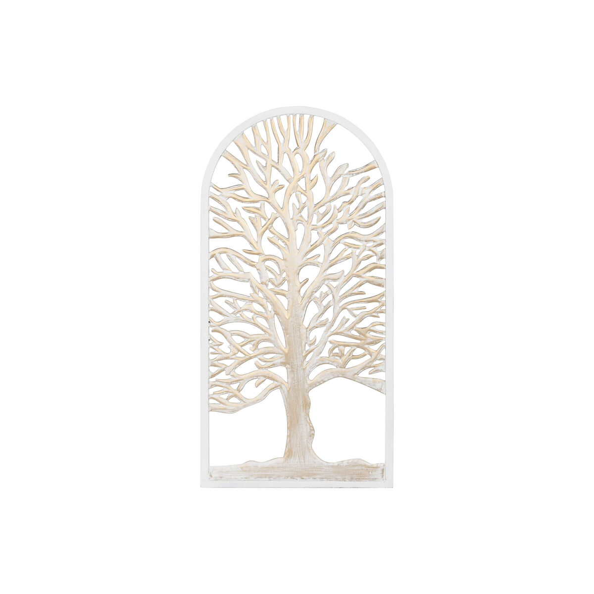 Figura Decorativa Home ESPRIT Blanco Beige Árbol Decapé