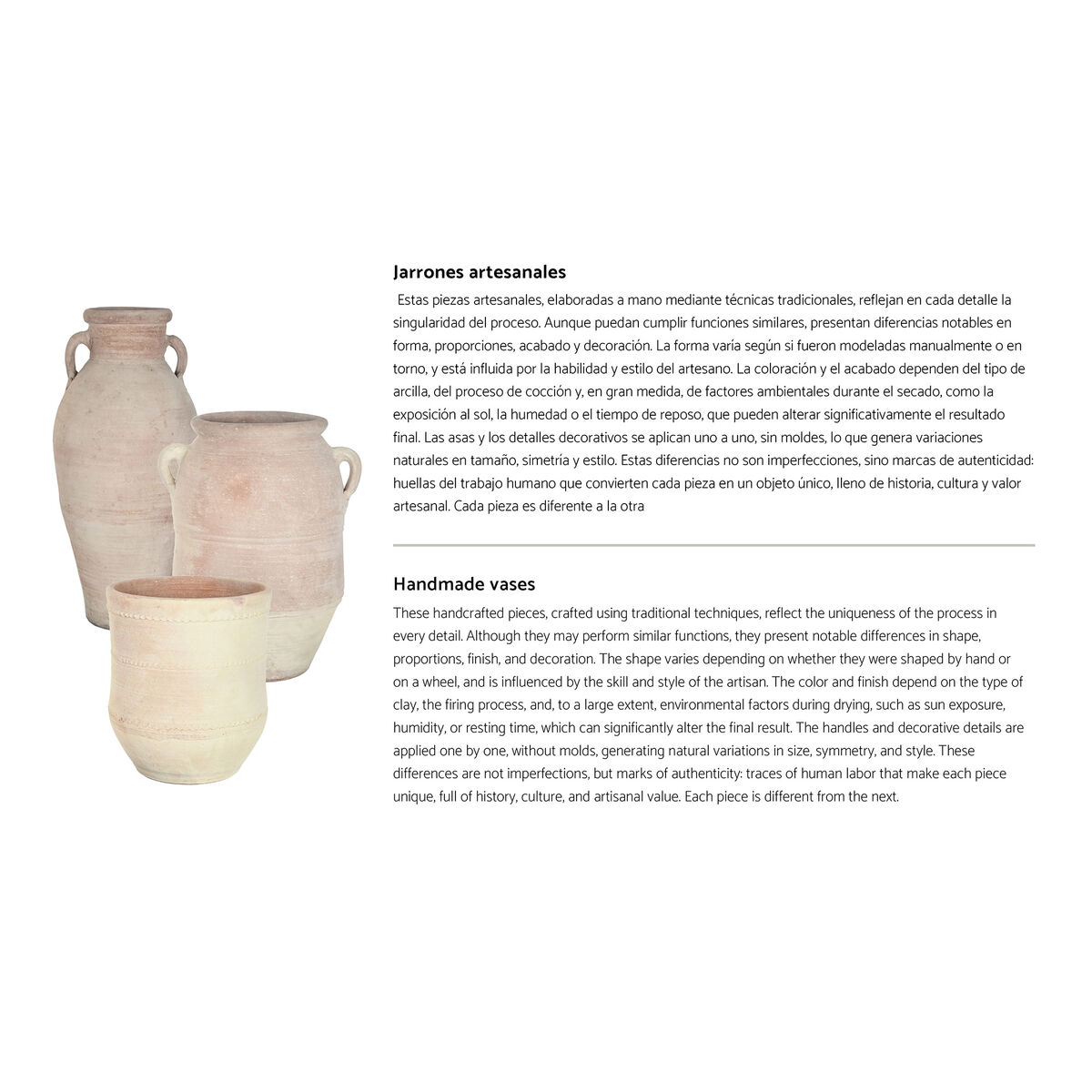 Jarrón Home ESPRIT Beige