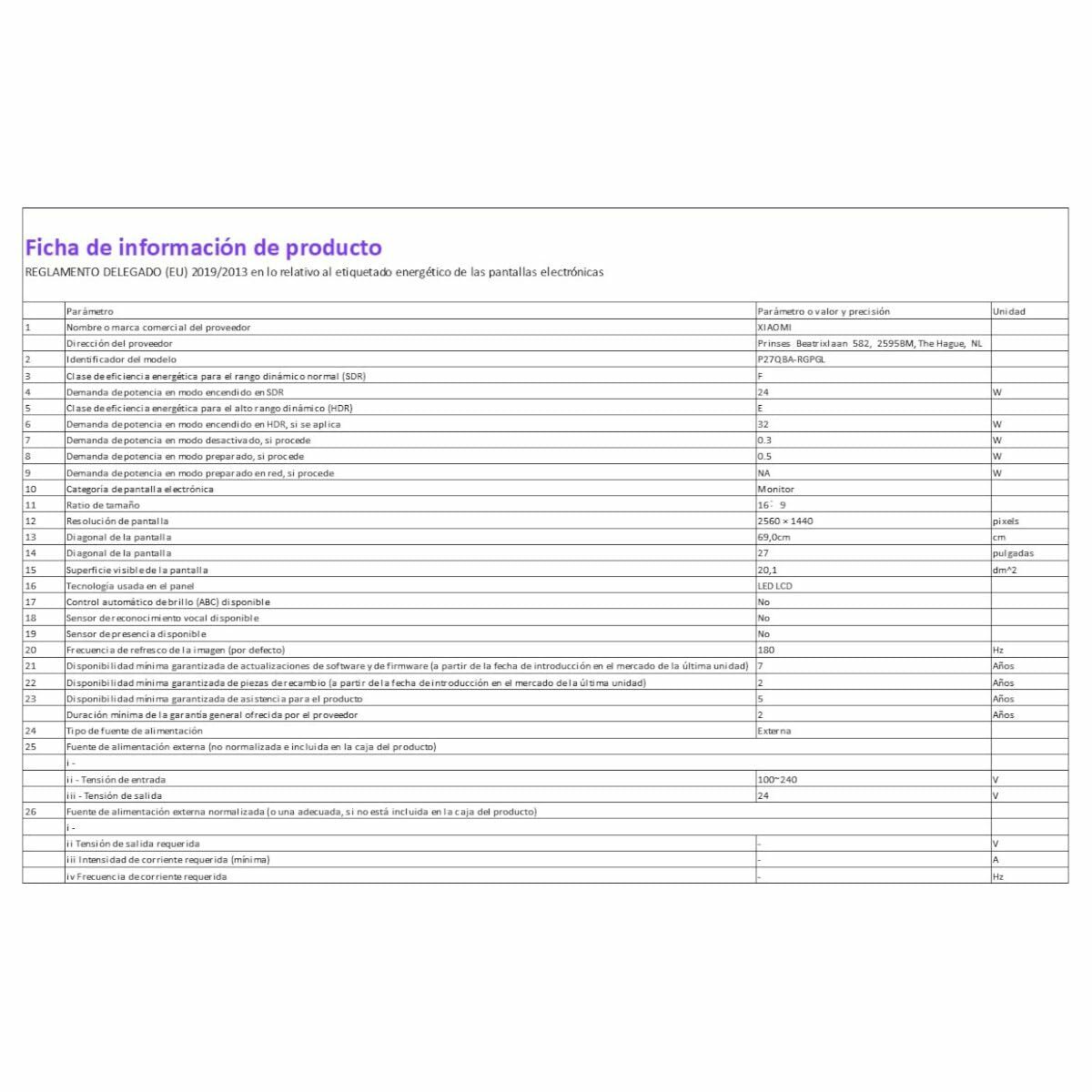 Monitor Gaming Xiaomi 27"