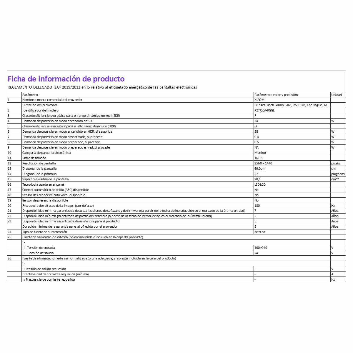 Monitor Gaming Xiaomi 27"