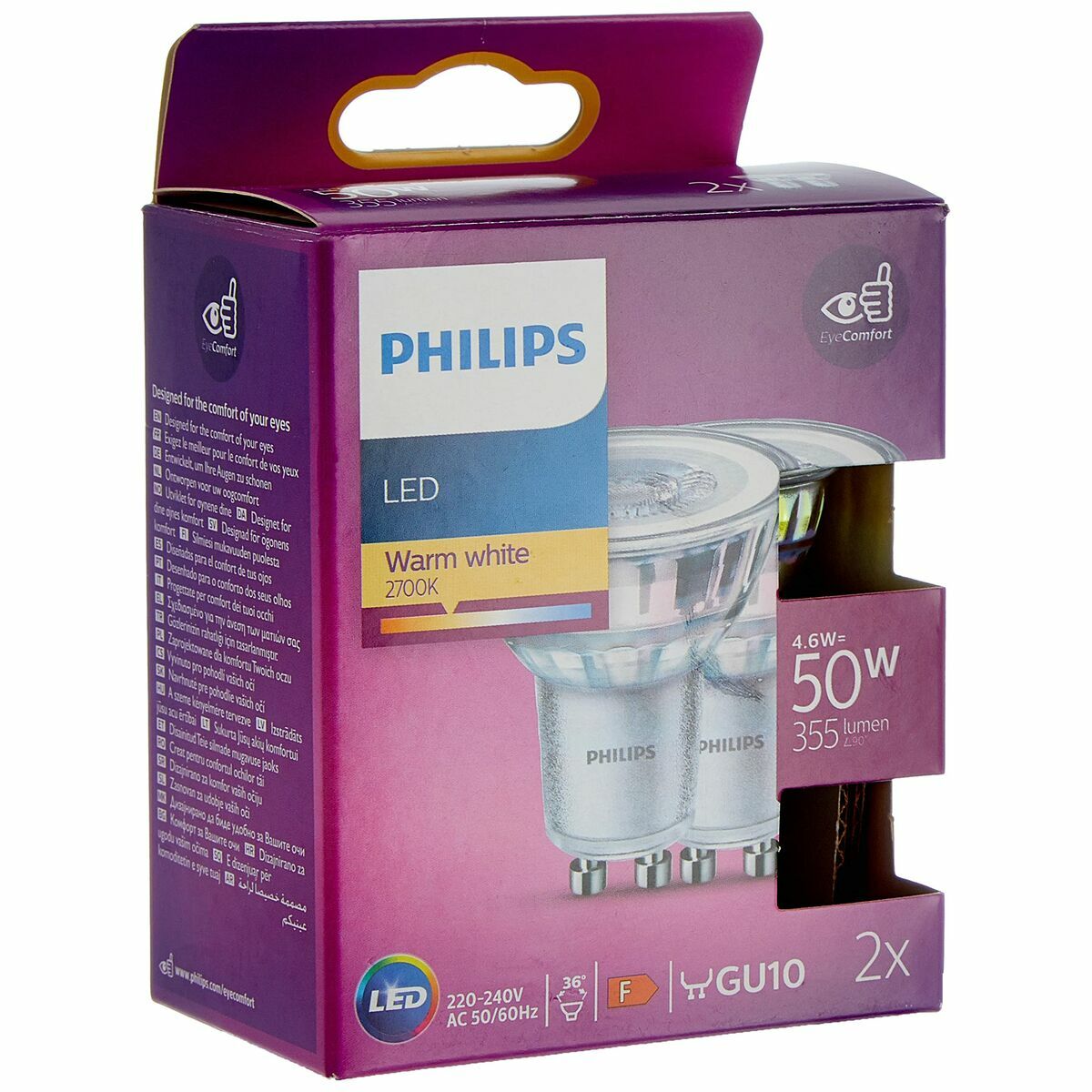 Lámpara LED Philips 4,6 W GU10 Blanco F (2700 K)