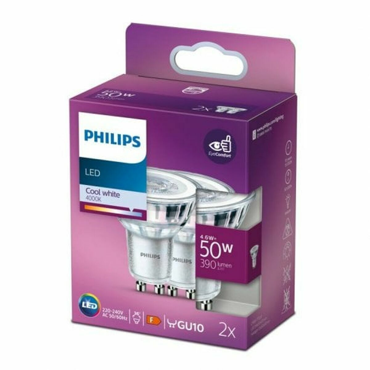 Lámpara LED Philips 4,6 W GU10 390 lm F A++ (4000K) (4000 K)