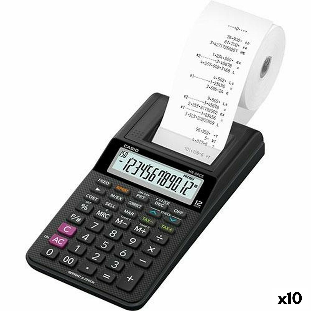 Calculadora impresora Casio HR-8RCE Negro (10 Unidades)