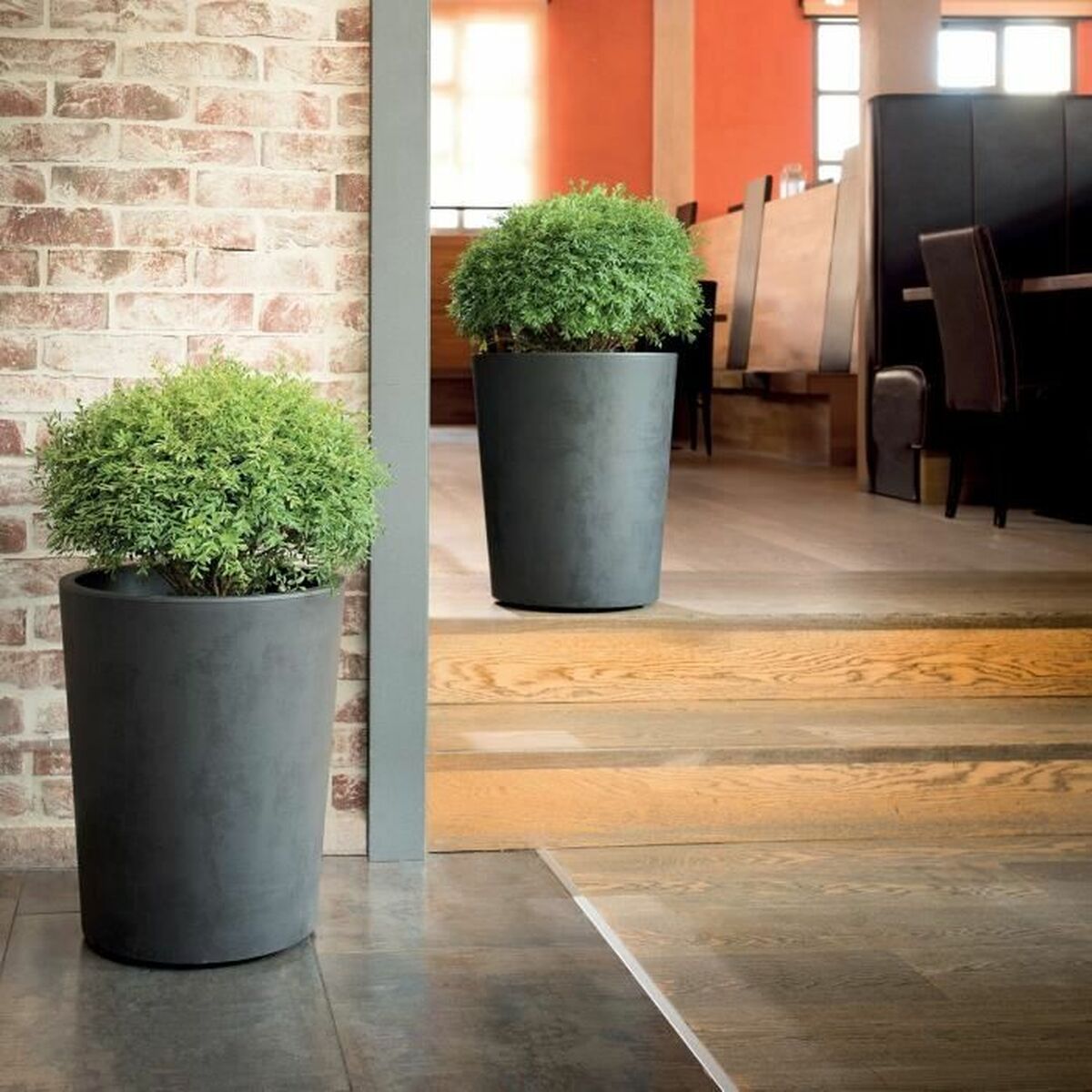Macetero Deroma Millennium R Gris Antracita Plástico Plástico reciclado Redondo Jarrón