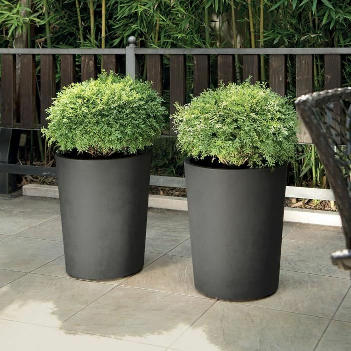 Macetero Deroma Millennium R Gris Antracita Plástico Plástico reciclado Redondo Jarrón