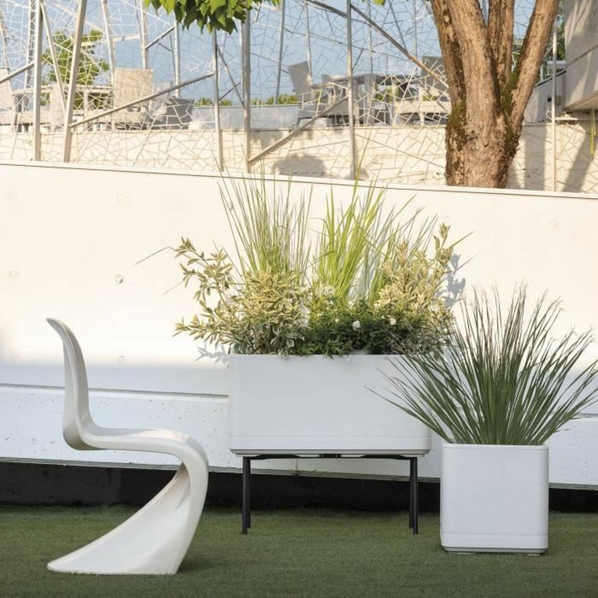 Macetero Deroma Cosmo Gris Plástico Plástico reciclado 38 x 38 x 39 cm Cuadrado Cubo 38 cm