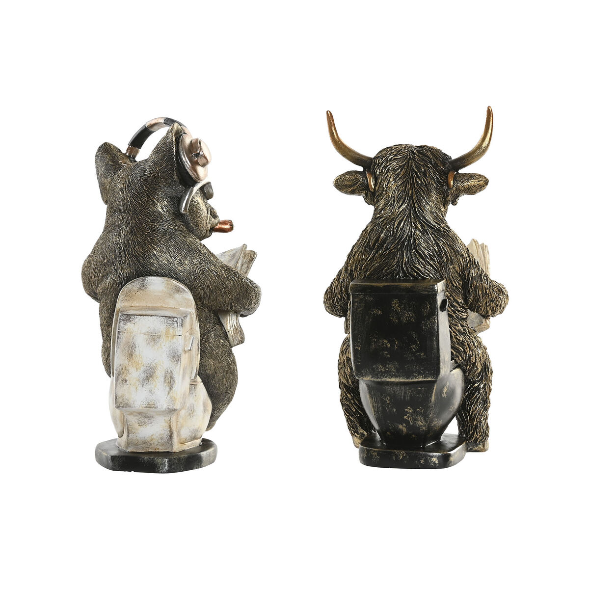 Figura Decorativa Home ESPRIT Dorado Plateado 14,5 X 11 X 20,5 CM (2 Unidades)