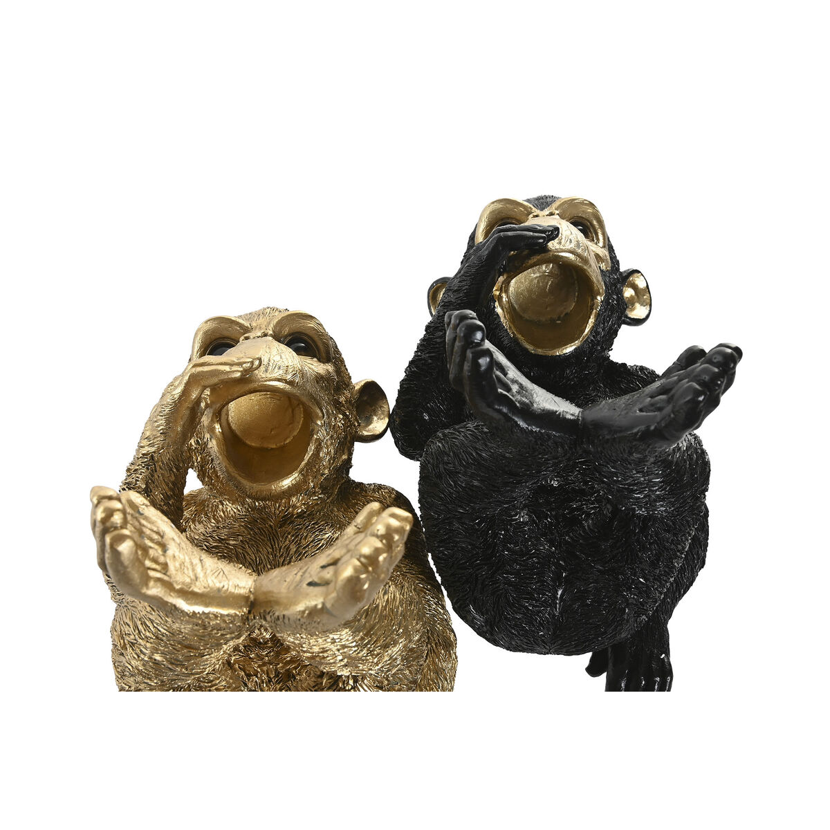Figura Decorativa Home ESPRIT Negro Dorado Mono 24,5 X 15 X 22,5 CM (2 Unidades)