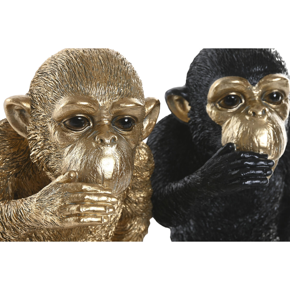 Figura Decorativa Home ESPRIT Negro Dorado Mono 24,5 X 15 X 22,5 CM (2 Unidades)