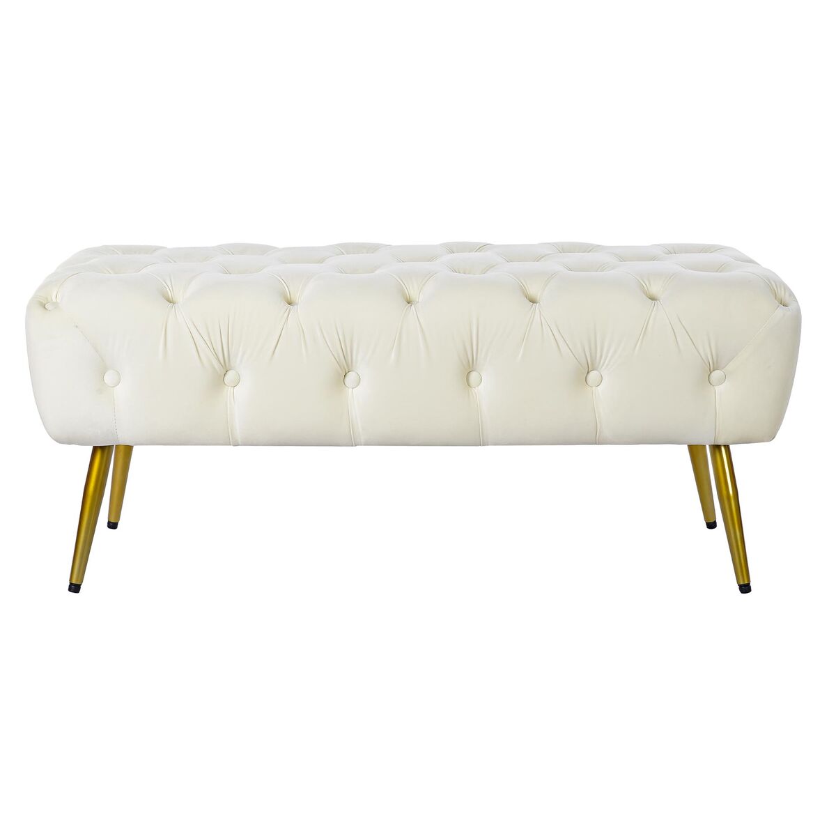 Banqueta Home ESPRIT Crema Dorado Poliéster Metal 103 x 46 x 42 cm