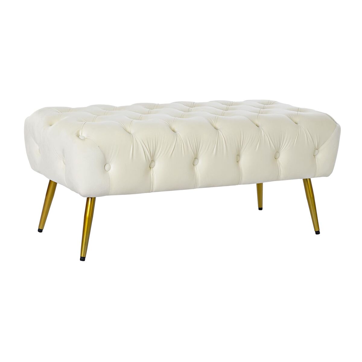 Banqueta Home ESPRIT Crema Dorado Poliéster Metal 103 x 46 x 42 cm