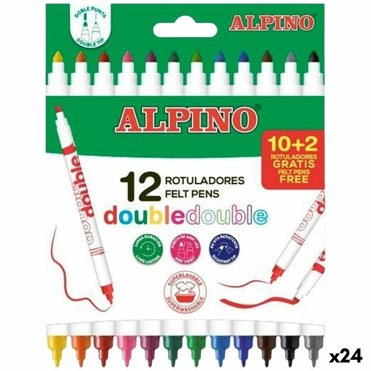Set de Rotuladores Alpino Double Multicolor 12 Piezas (24 Unidades)