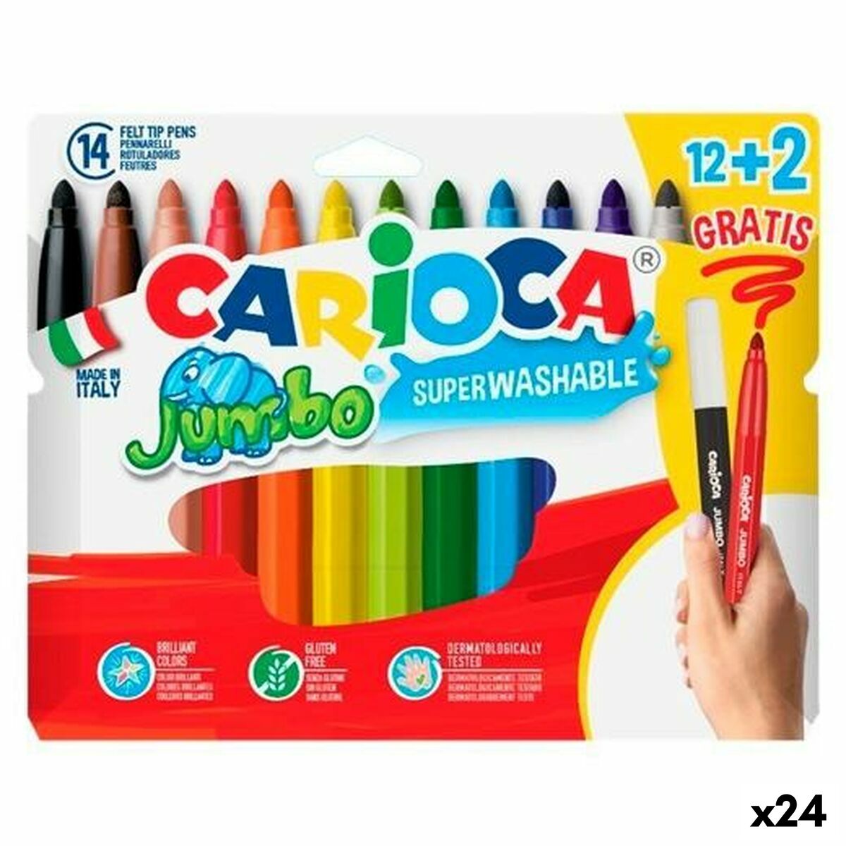 Set de Rotuladores Carioca JUMBO Multicolor 12 Piezas (24 Unidades)