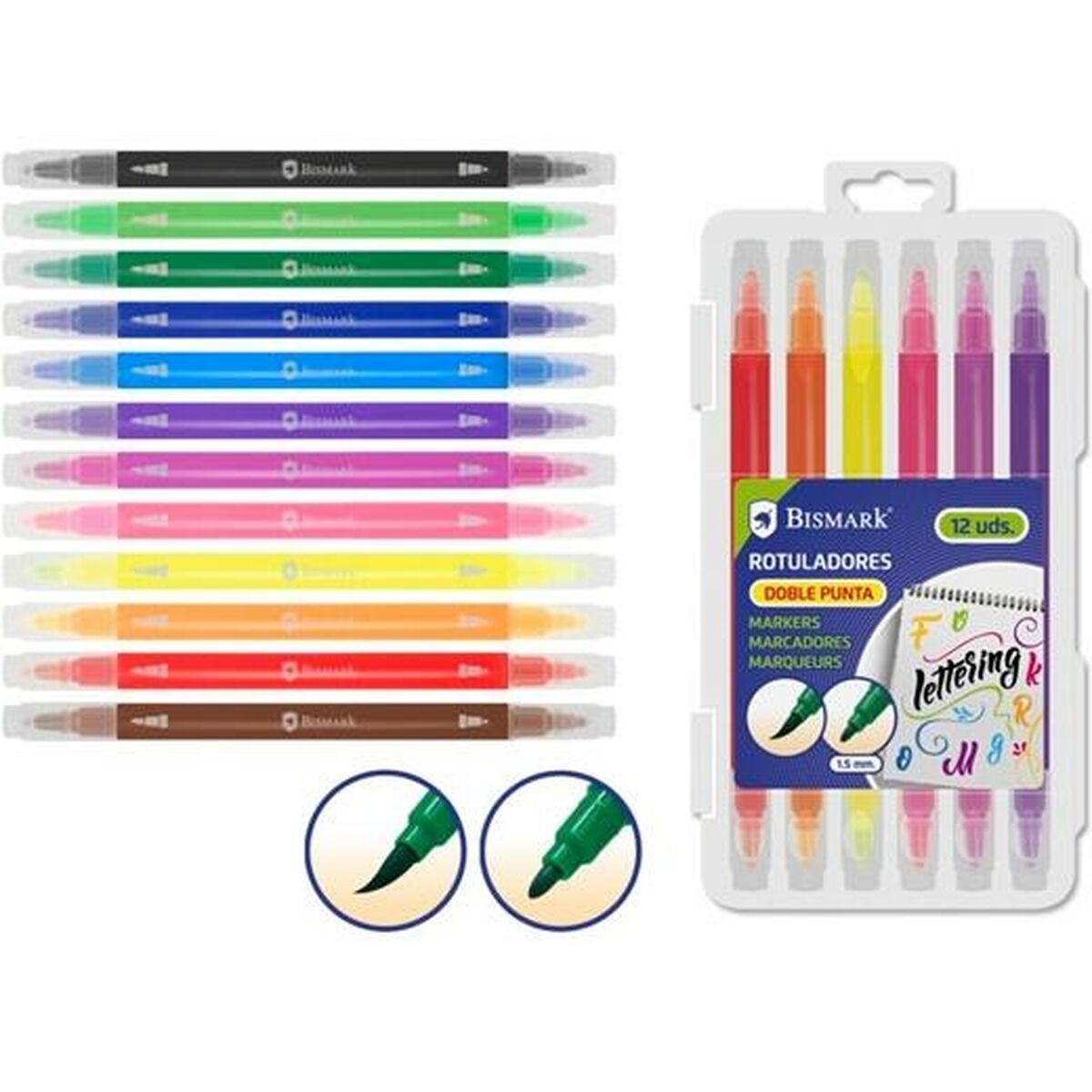 Set de Rotuladores Bismark LETTERING Multicolor 12 Piezas (12 Unidades)